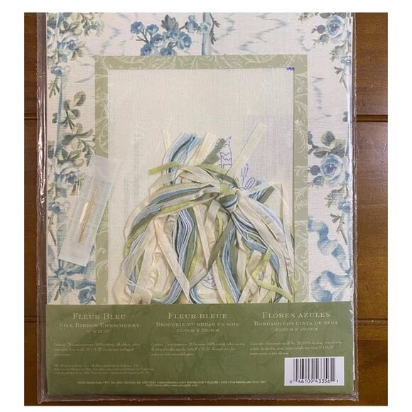 Vintage‎ Bucilla Anna Griffin Silk Ribbon Fleur Bleu Embroidery Kit 43356 NEW - Picture 3 of 9